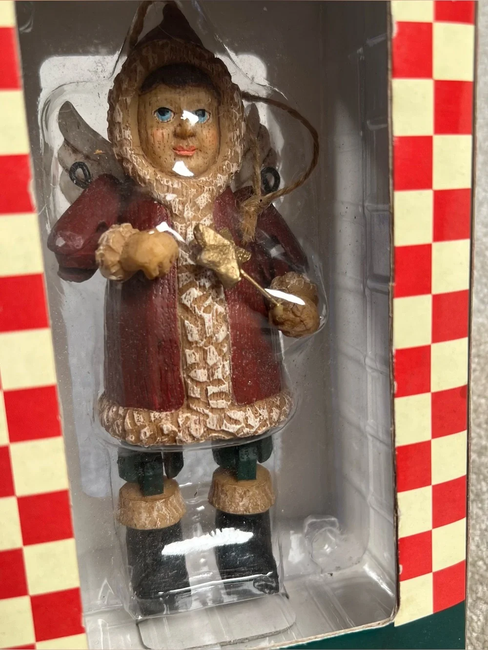 Wooden Ornaments Christmas Ornament Angel In Boots Red Holiday Tree Decor